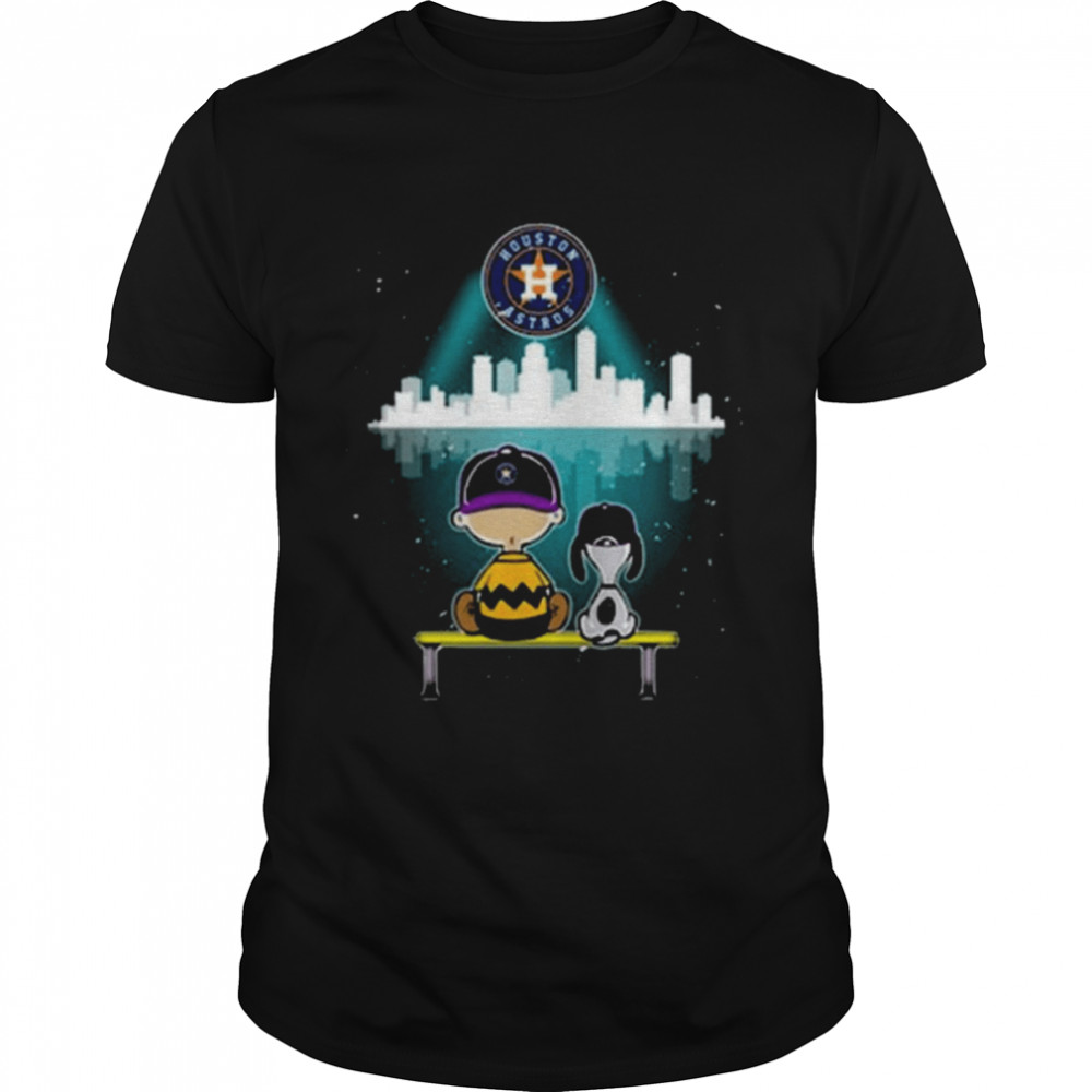 MLB NLCS 2021 The Peanuts Characters Snoopy And Charlie Browns Watching City Houston Astros Shirt
