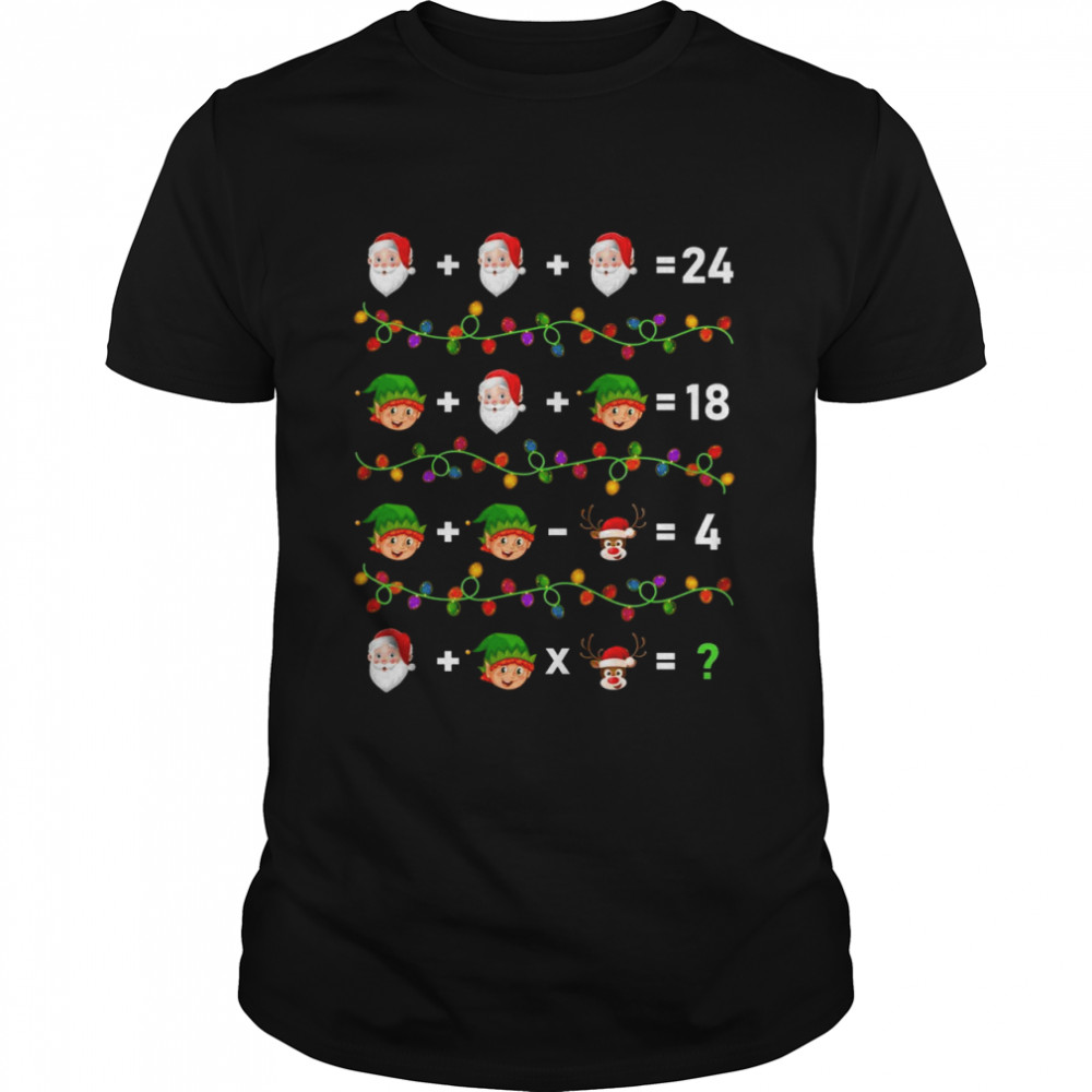 Santa Elf Operations Quiz Math Teacher Christmas Shirt