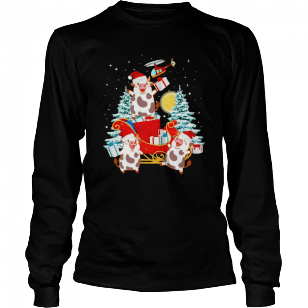 Santa Pig Tree 2021 Merry Christmas shirt Long Sleeved T-shirt