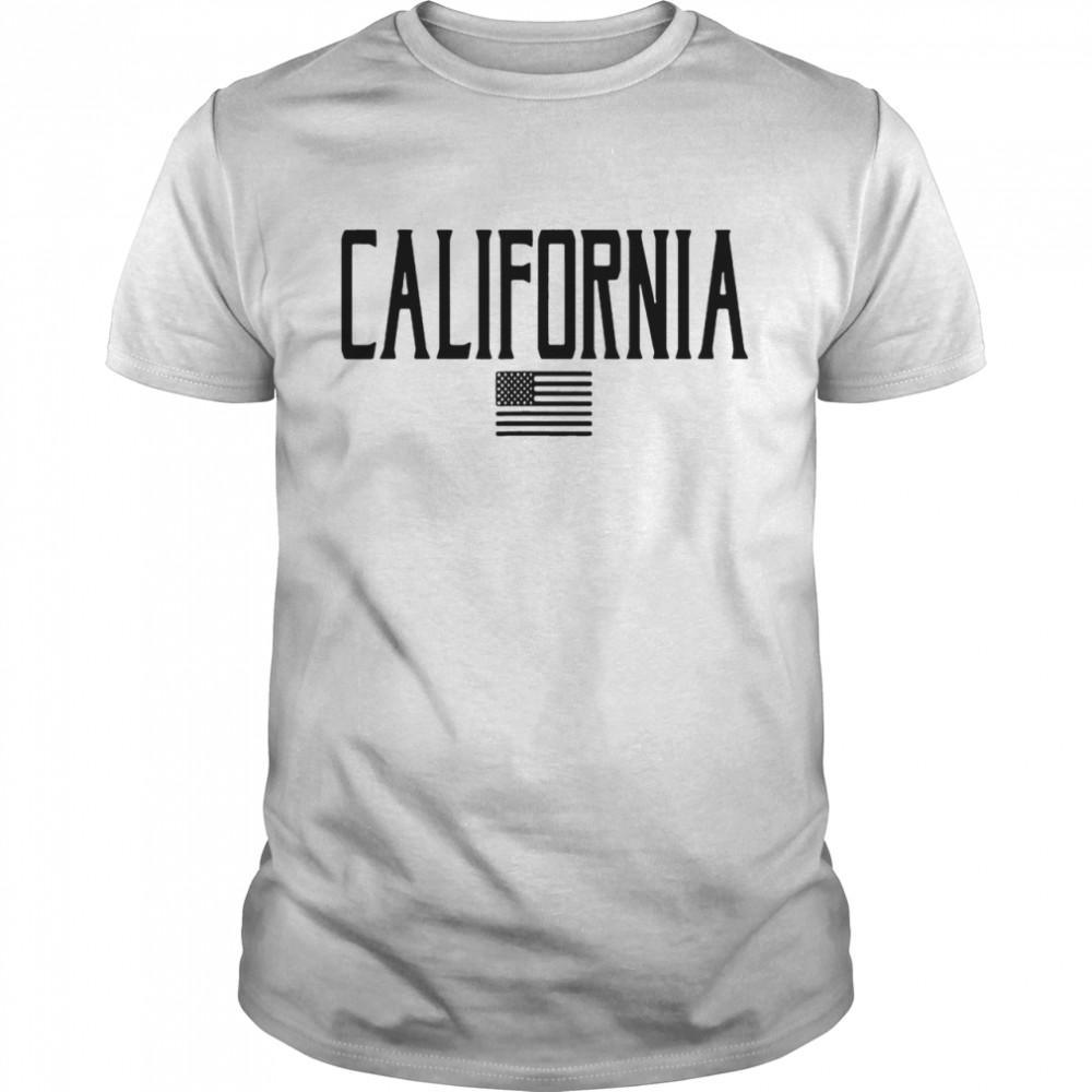 California US Flag Vintage Text Gray with Black Print Shirt