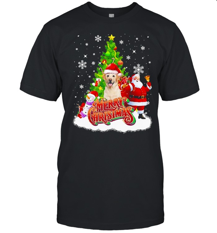 Merry Christmas Santa Claus Yellow Labrador Sweater Shirt