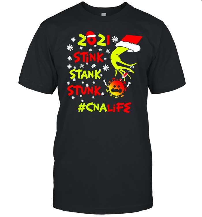 Santa Grinch Hand 2021 Stink Stank Stunk CNA Life Coronavirus Christmas Sweater T-shirt