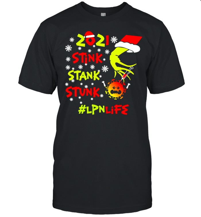 Santa Grinch Hand 2021 Stink Stank Stunk LPN Life Coronavirus Christmas Sweater T-shirt