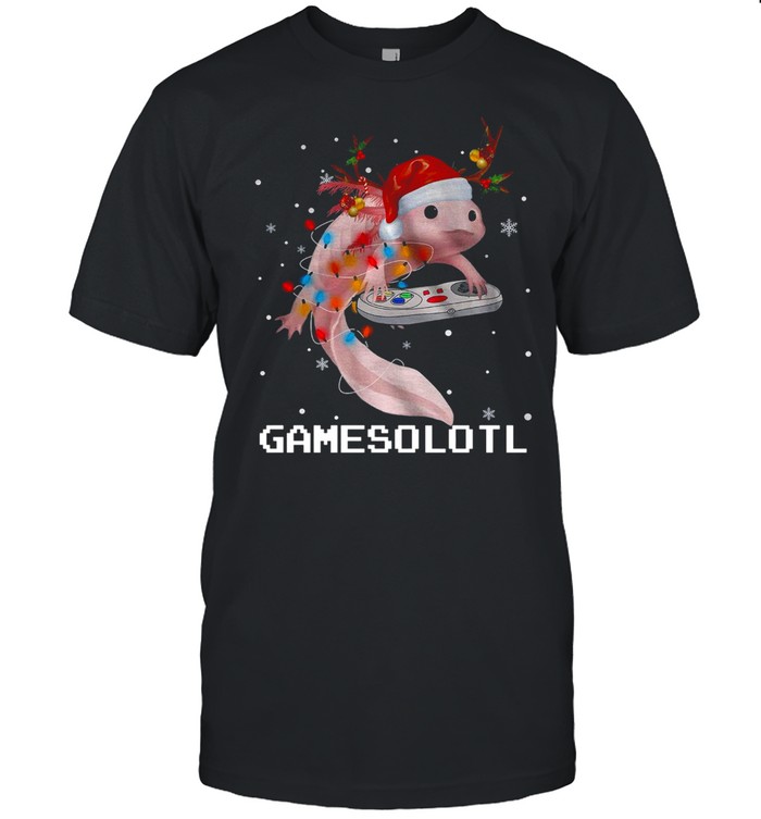 Axolotl Fish Playing Video Game White Gamersolotl Christmas Sweater T-shirt