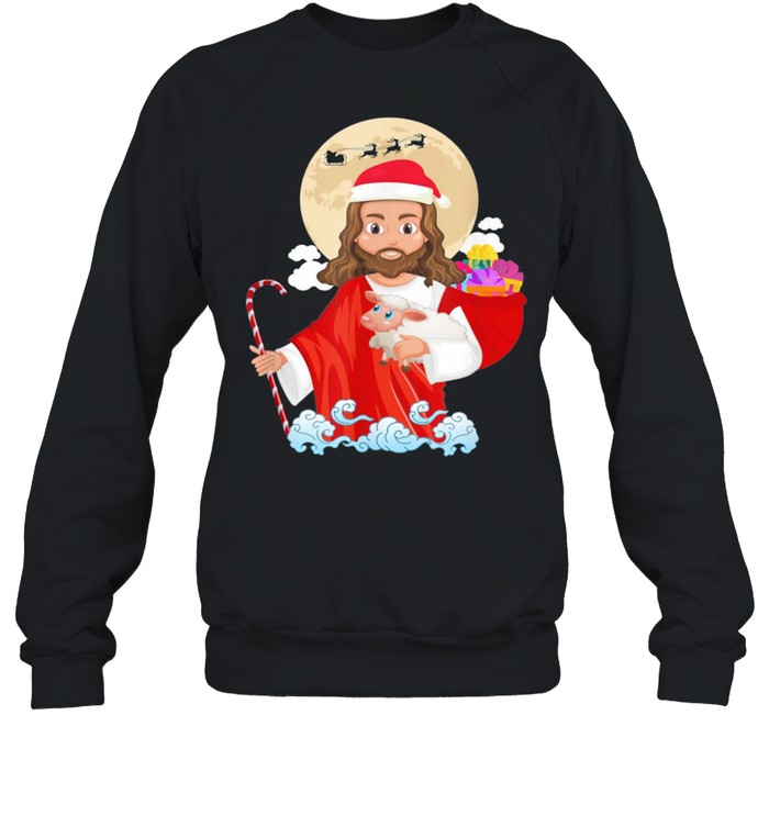 Jesus Christian Santa Hat Reindeer Merry Xmas  Unisex Sweatshirt