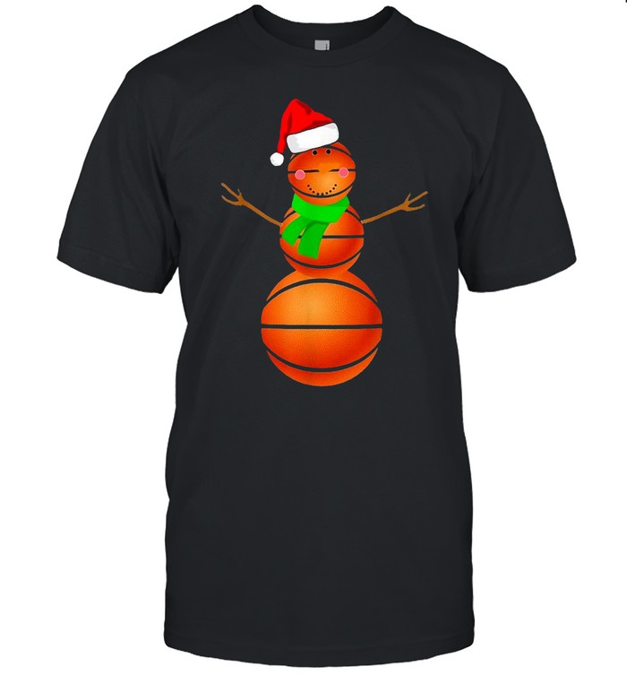 Basketball Snowman Christmas Snow Santa Hat Scarf Holiday Sweater T-shirt