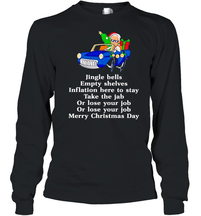 biden jingle bells empty shelves merry Christmas day shirt Long Sleeved T-shirt
