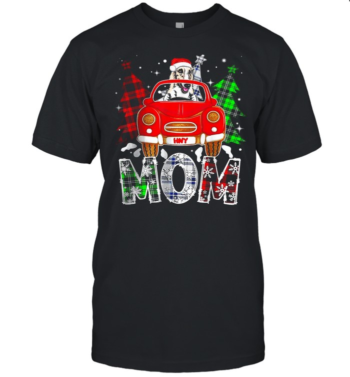 Funny Borzoi Dog Mom Plaid Xmas Pajama Christmas Tree T-Shirt