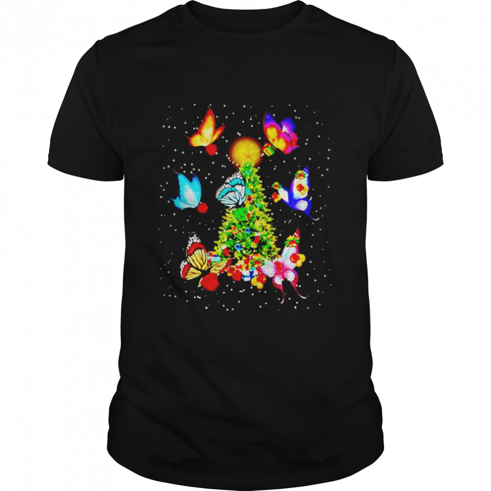 butterfly with Christmas tree gift shirt