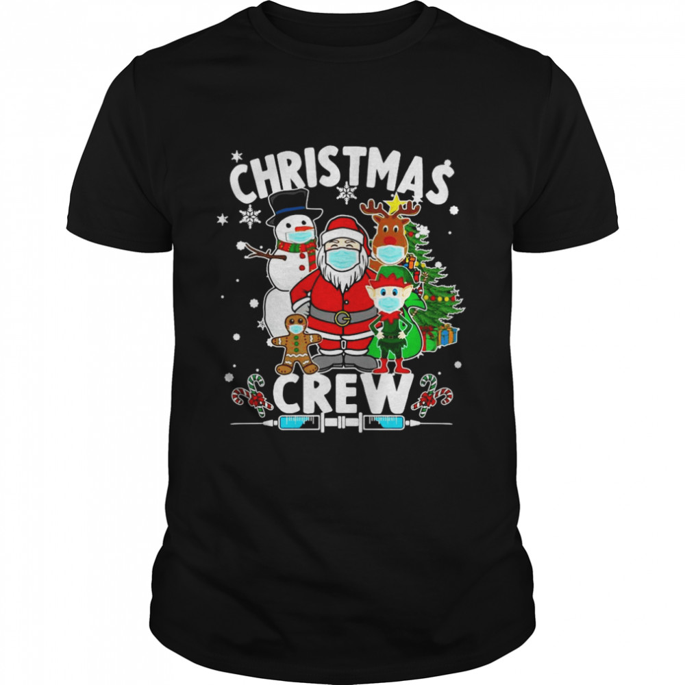 Christmas Crew Santa Elf Reindeer with Mask T-shirt