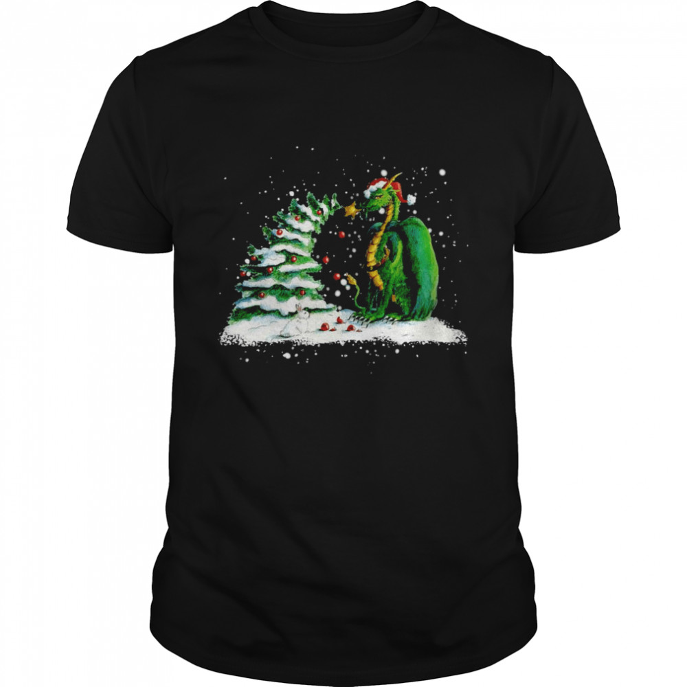 Dragon Play With Tree Christmas Sweater T-shirt