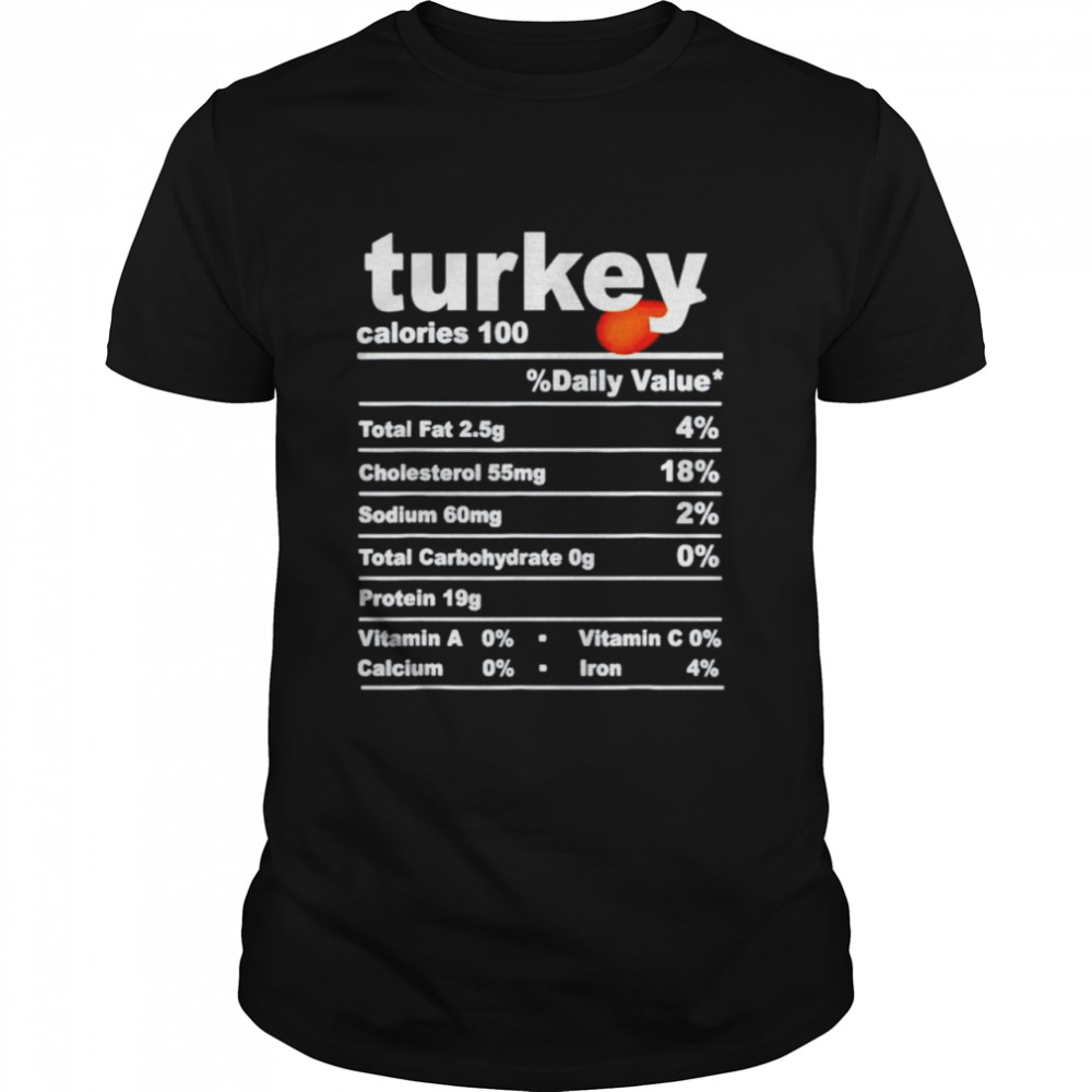 Turkey Nutritional Facts Thanksgiving Christmas shirt