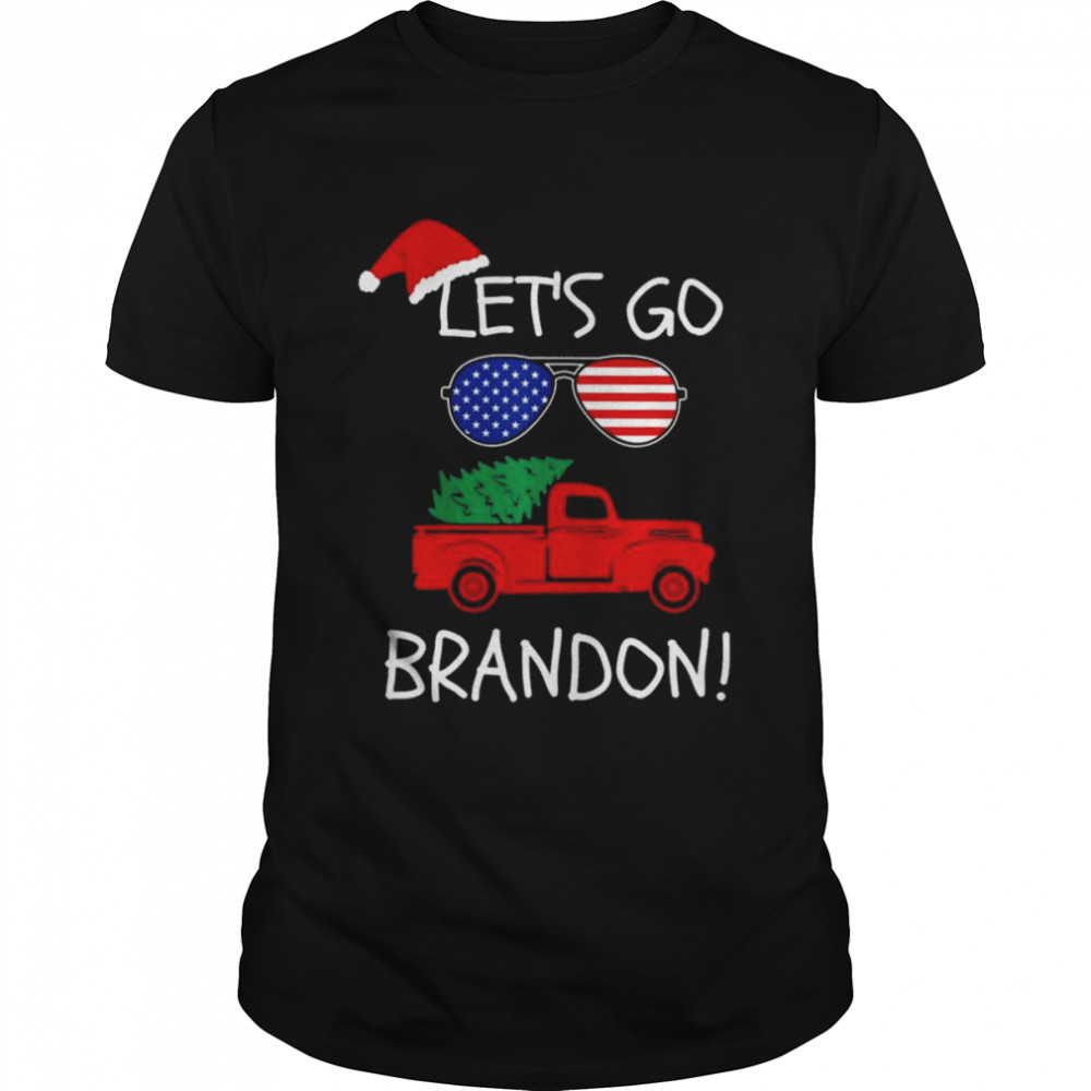 Top Santa Hat let’s go brandon Glasses American flag Christmas sweater