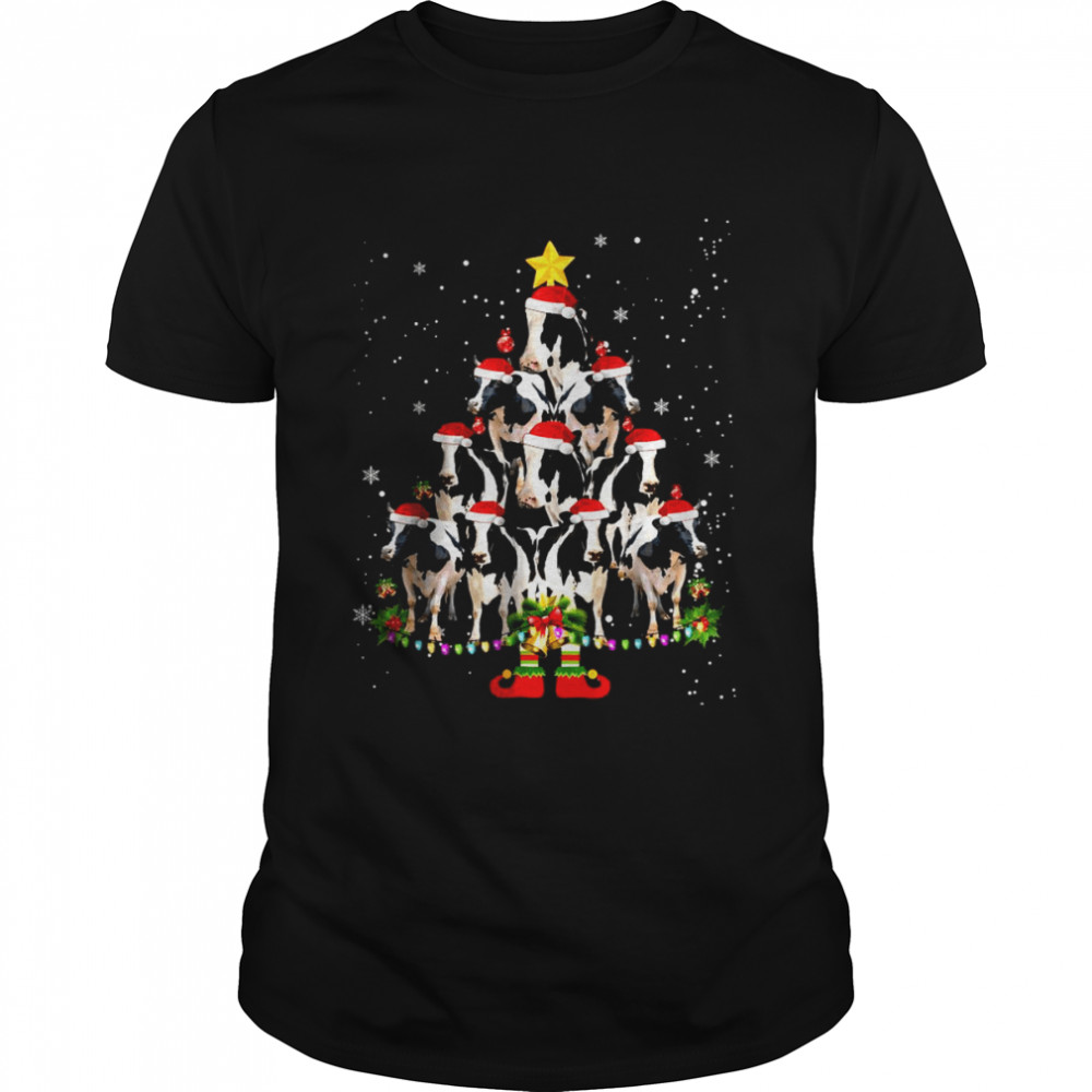 Cow Xmas Cow Christmas Tree Funny Animals Farmer Lover T-Shirt
