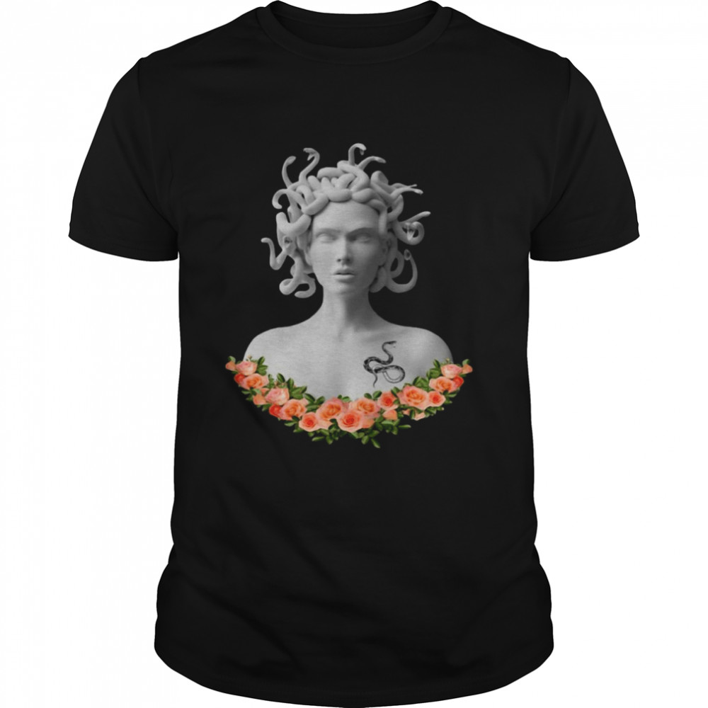 Medusa Gorgon Greek Mythology Flowers T-shirt