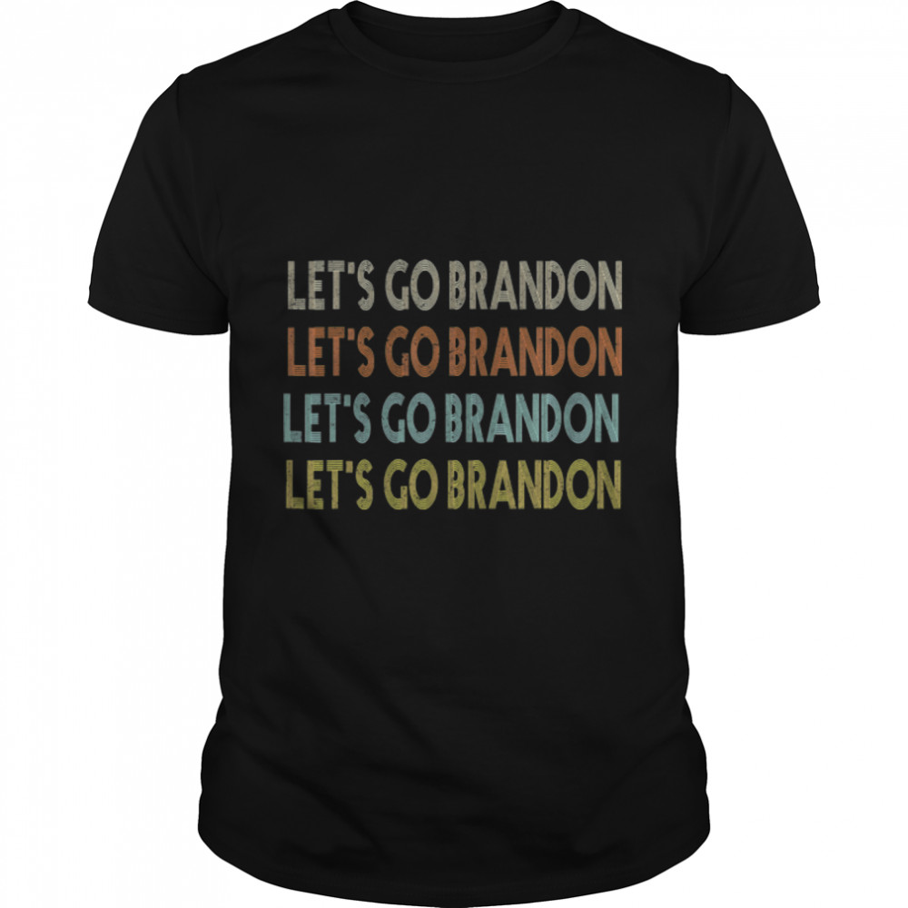 Lets Go Brandon Retro American Flag Biden President T-Shirt B09JT4W4ZC