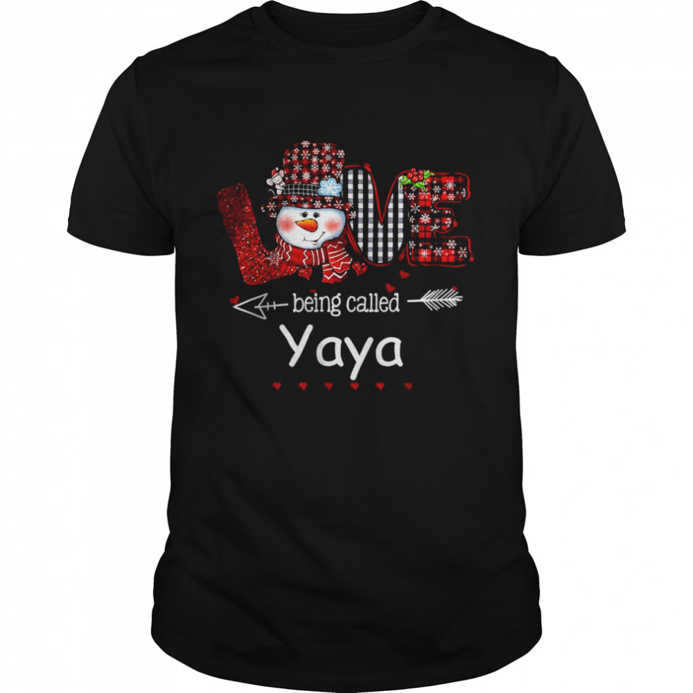 Love being called Yaya Snowman Christmas Red Plaid T-Shirt