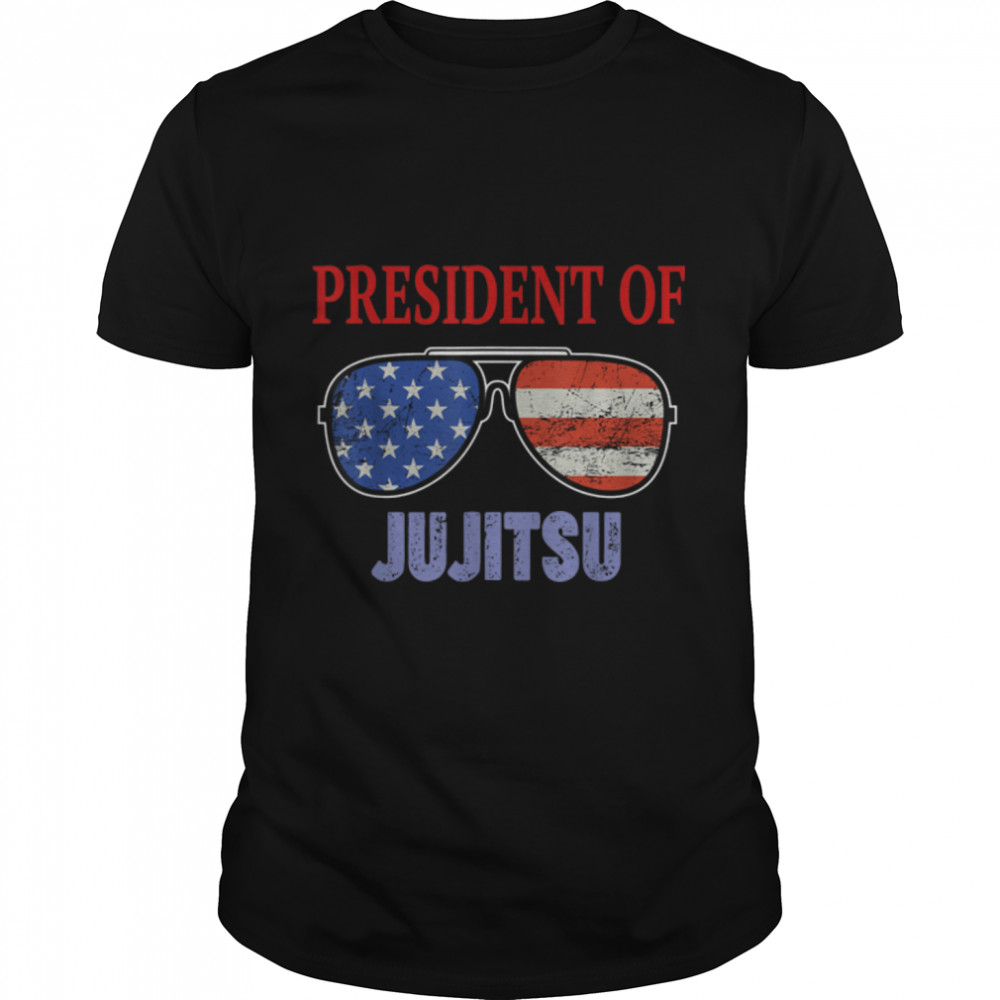 President of Jujitsu – American Flag Sunglasses T-Shirt B09K7N5NNX