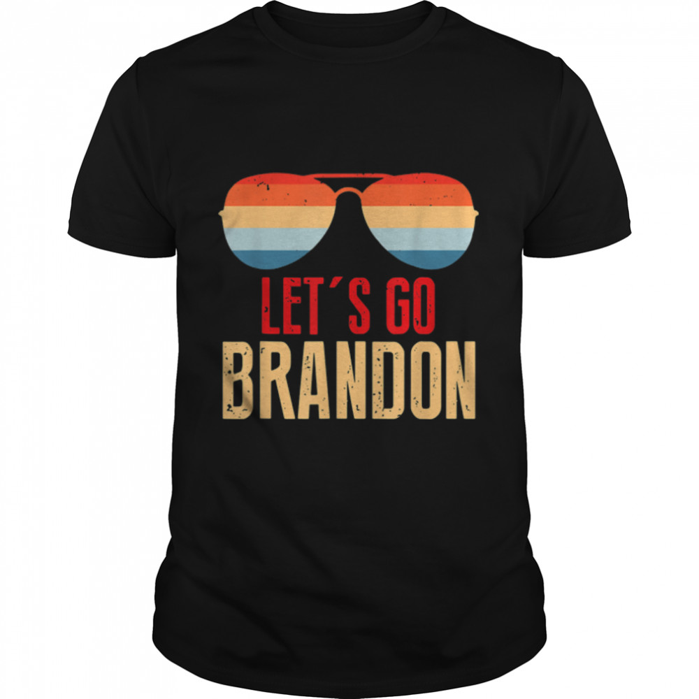 Retro Vintage Glasses Let’s Go Brandon Biden T-Shirt B09J41CX59