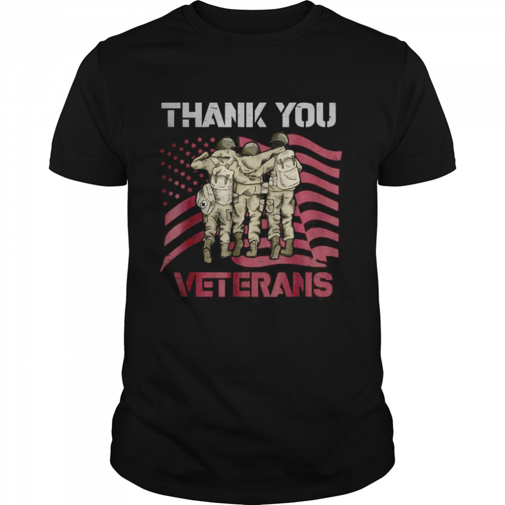 Thank You Veterans American Flag Combat Boots Veteran Day T-Shirt