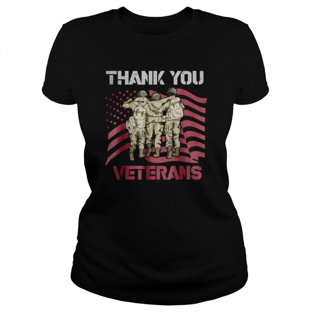 Thank You Veterans American Flag Combat Boots Veteran Day T- Classic Women's T-shirt