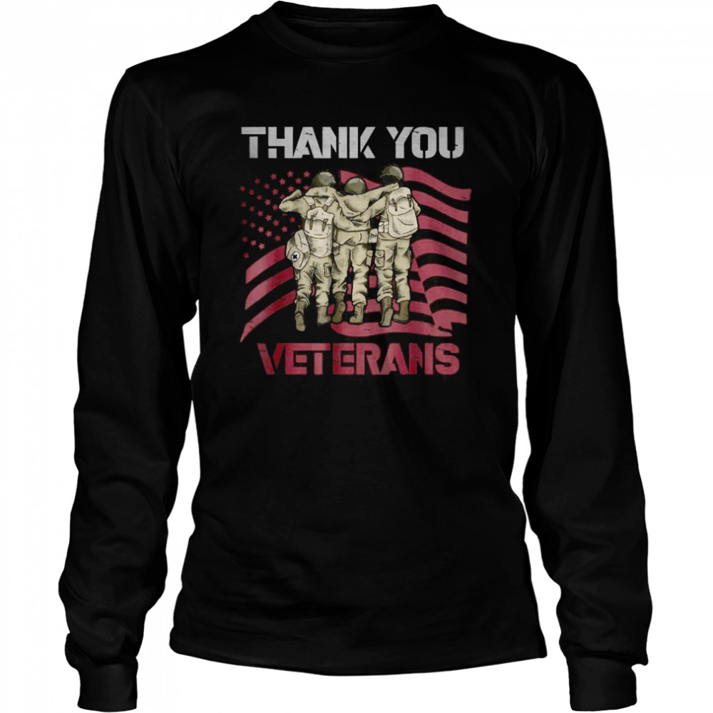 Thank You Veterans American Flag Combat Boots Veteran Day T- Long Sleeved T-shirt
