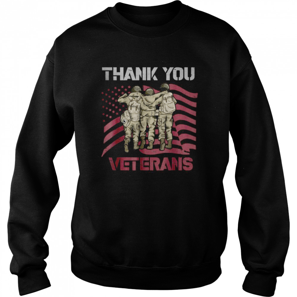 Thank You Veterans American Flag Combat Boots Veteran Day T- Unisex Sweatshirt