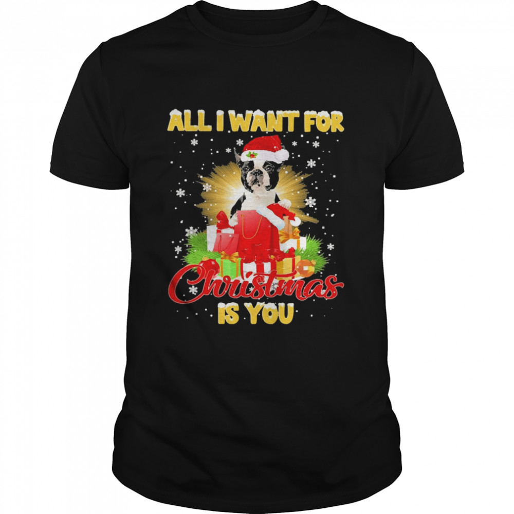 Black Boston Terrier All I Want For Christmas Is You Sweat T-shirt