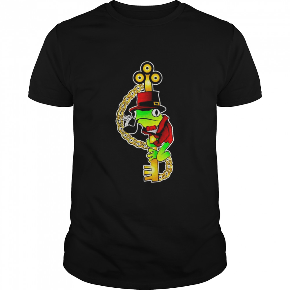 Official clockwork key with steampunk frog shirt