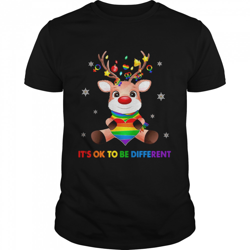 Reindeer Hug Heart It’s Ok To Be Different Sweat T-shirt