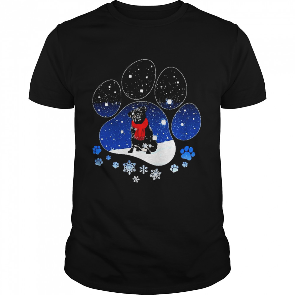 Snow Paw Black Pug Christmas Sweat T-shirt
