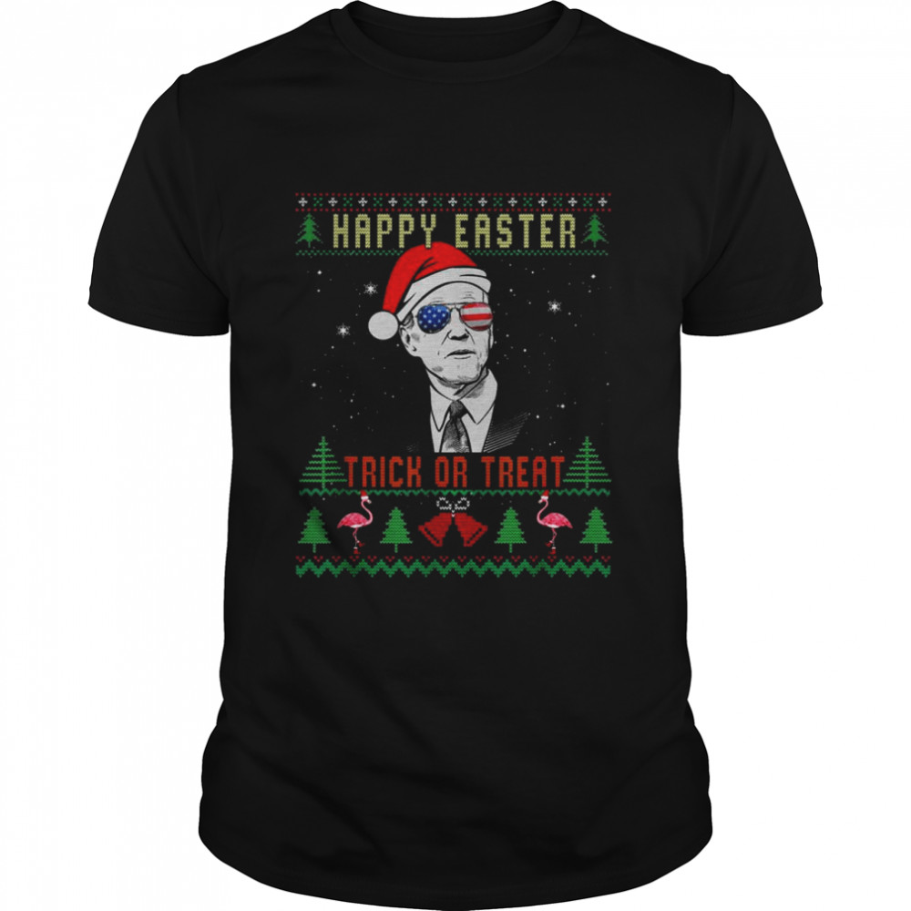 Santa Joe Biden Sunglasses US Flag Happy Easter Trick Or Treat Ugly Christmas shirt