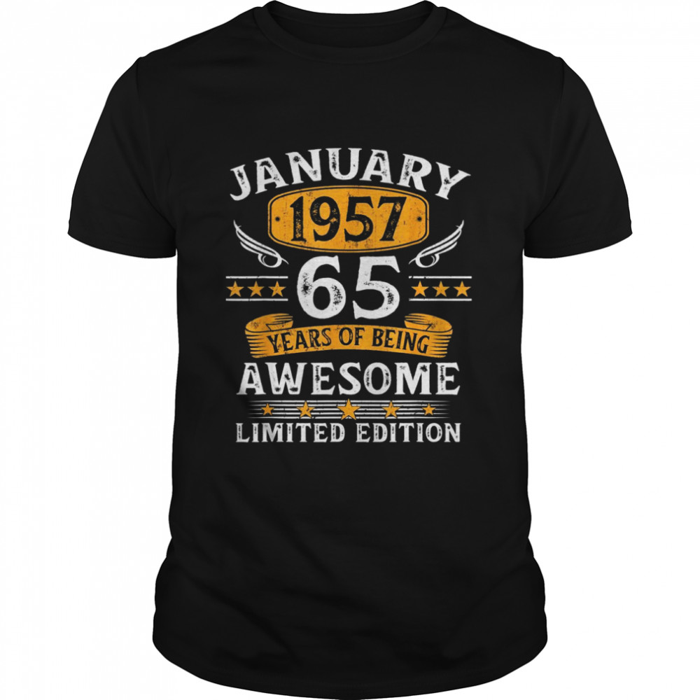January 1957 65 Year Olds 65th Birthday Shirt