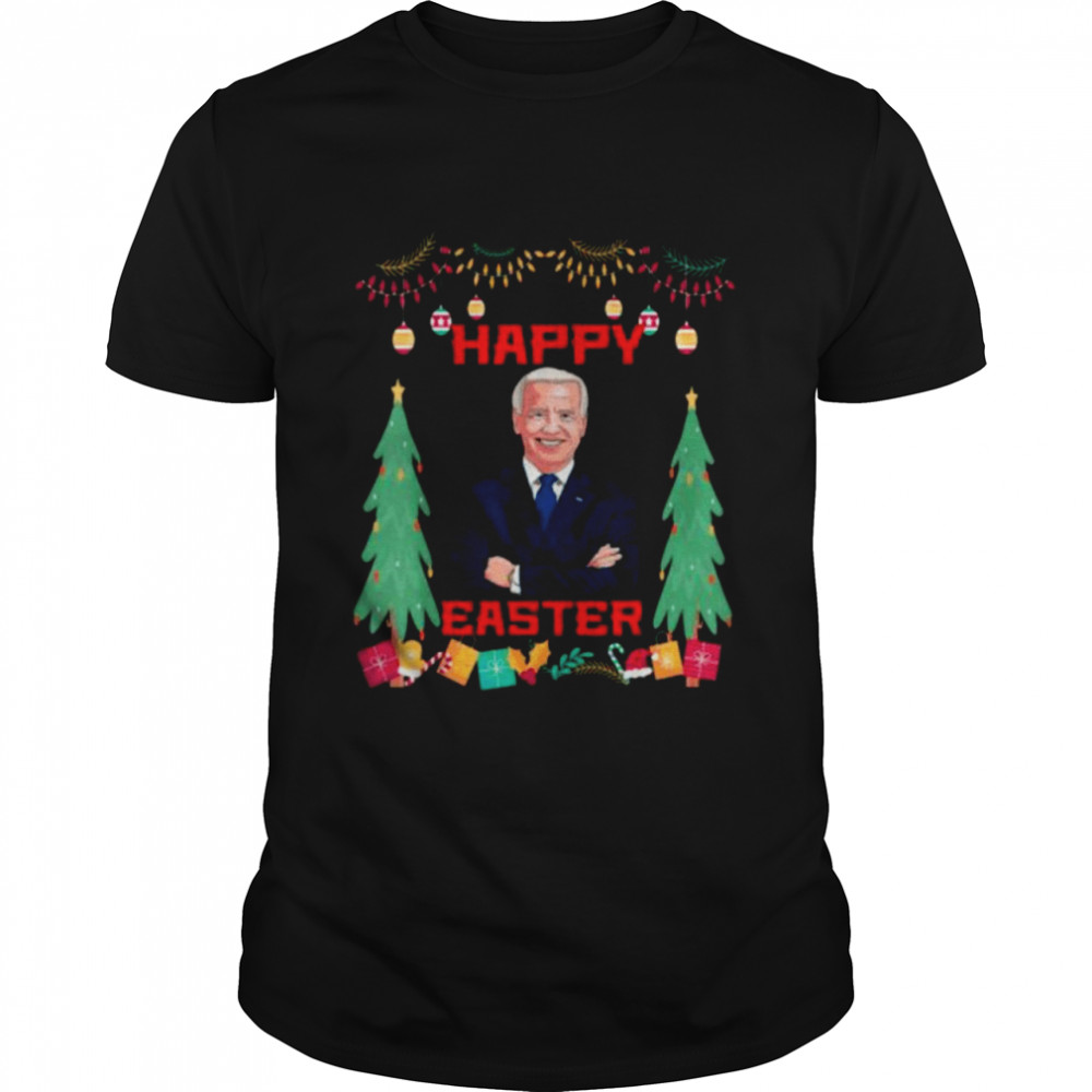 Happy Easter Joe Biden Santa Confused Ugly Christmas Tee Shirt