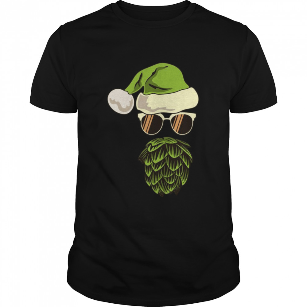 Santa Claus Hop Beard Beer Sunglasses Christmas Hat Shirt
