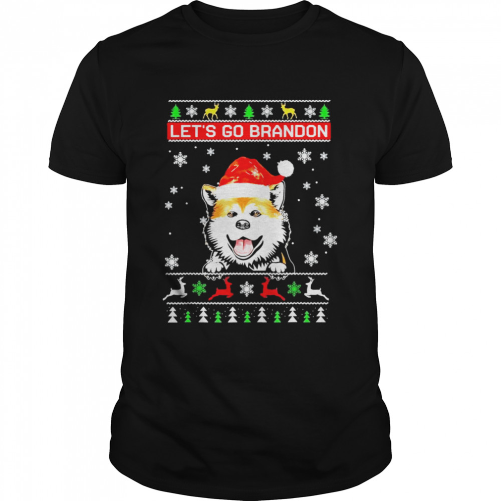 Santa Dog Let’s Go Brandon Christmas Cute Dog T-Shirt