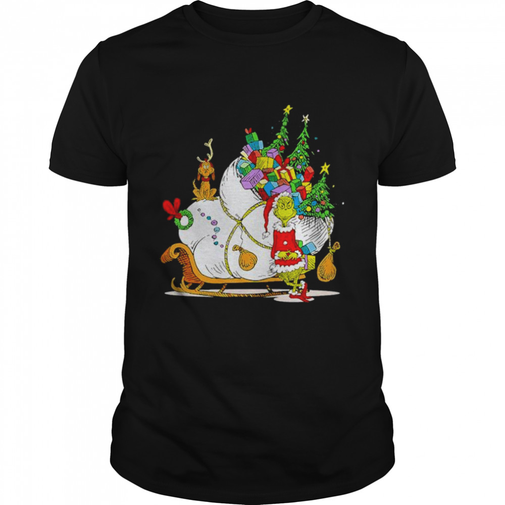 Santa Grinch and Dr Seuss Merry Christmas Tree shirt