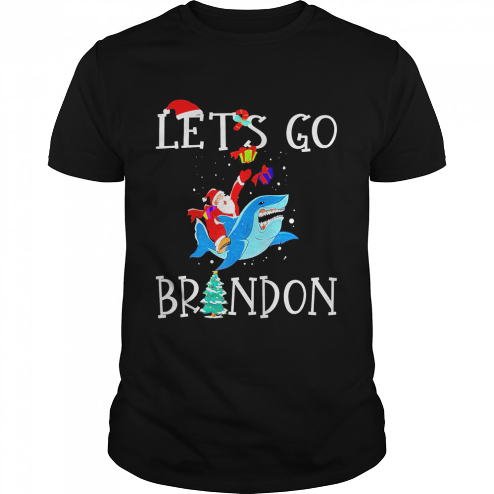Let’s Go Branden Brandon Santa Riding Shark Christmas T-Shirt