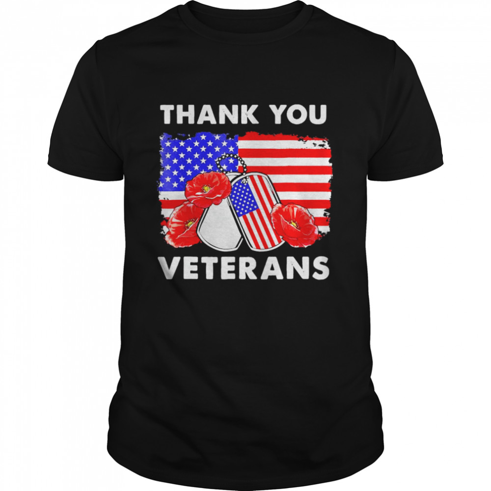 Thank You Veterans Combat Boots Poppy Flower T-Shirt