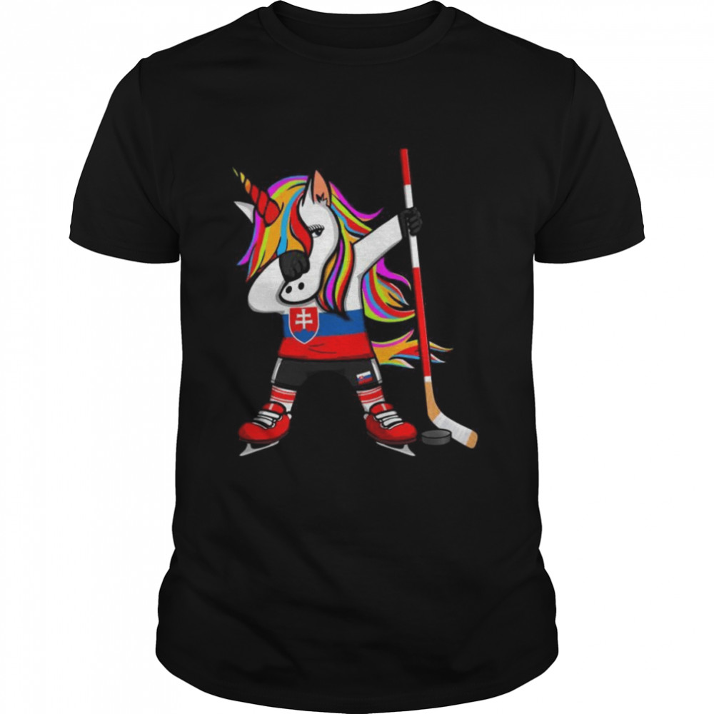 Dabbing Unicorn Slovakia Ice Hockey Fans Jersey Winter Sport Shirt