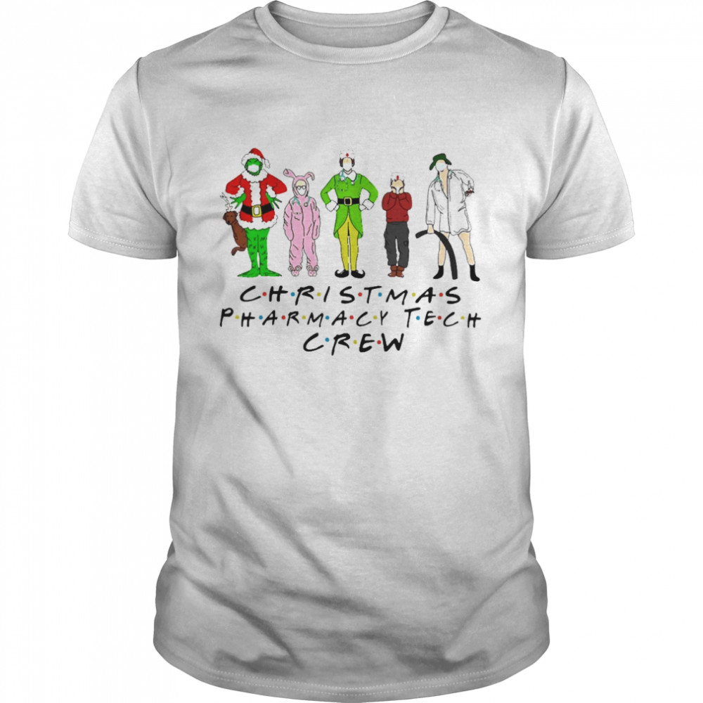 Grinch Elf Face Mask Christmas Pharmacy Tech Crew shirt