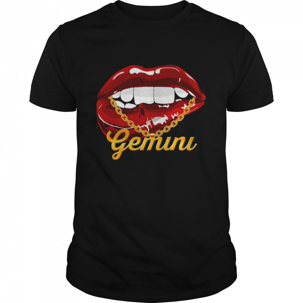 Gemini Girl Juicy Lips Gold Chain Astrology Zodiac sign Shirt