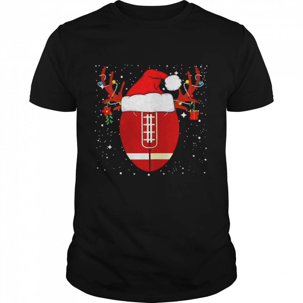 Reindeer Santa Hat Christmas Football shirt
