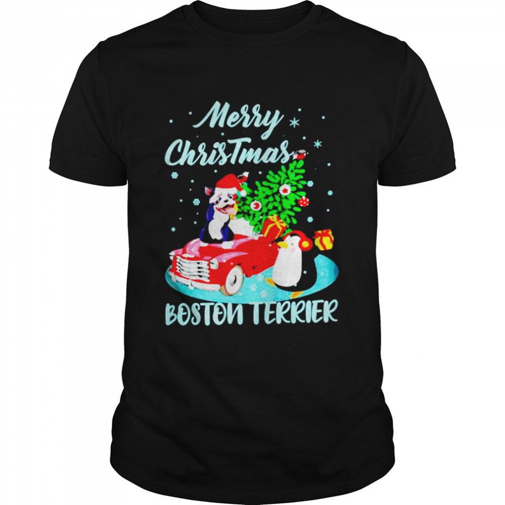 Boston Terrier Merry Christmas shirt