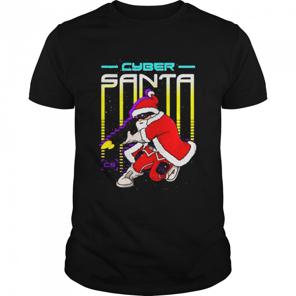 Cyber Santa Claus Gaming Synthwave Ugly Christmas Sweater Shirt