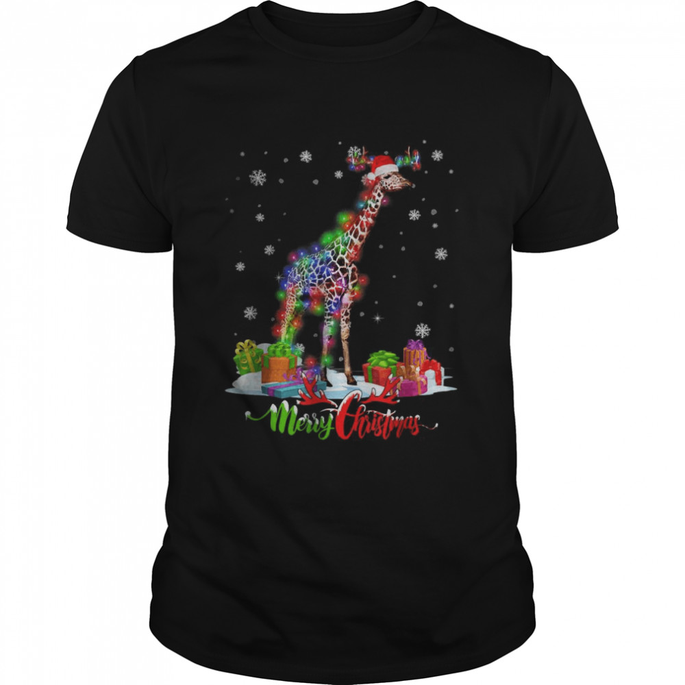 Giraffe Animal Merry Christmas Party Family Matching T-Shirt
