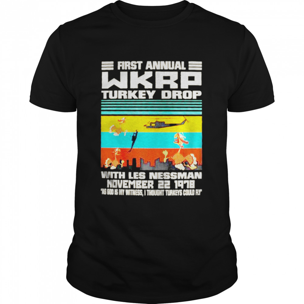 Nice first annual WKRP turkey drop with les nessman vintage shirt