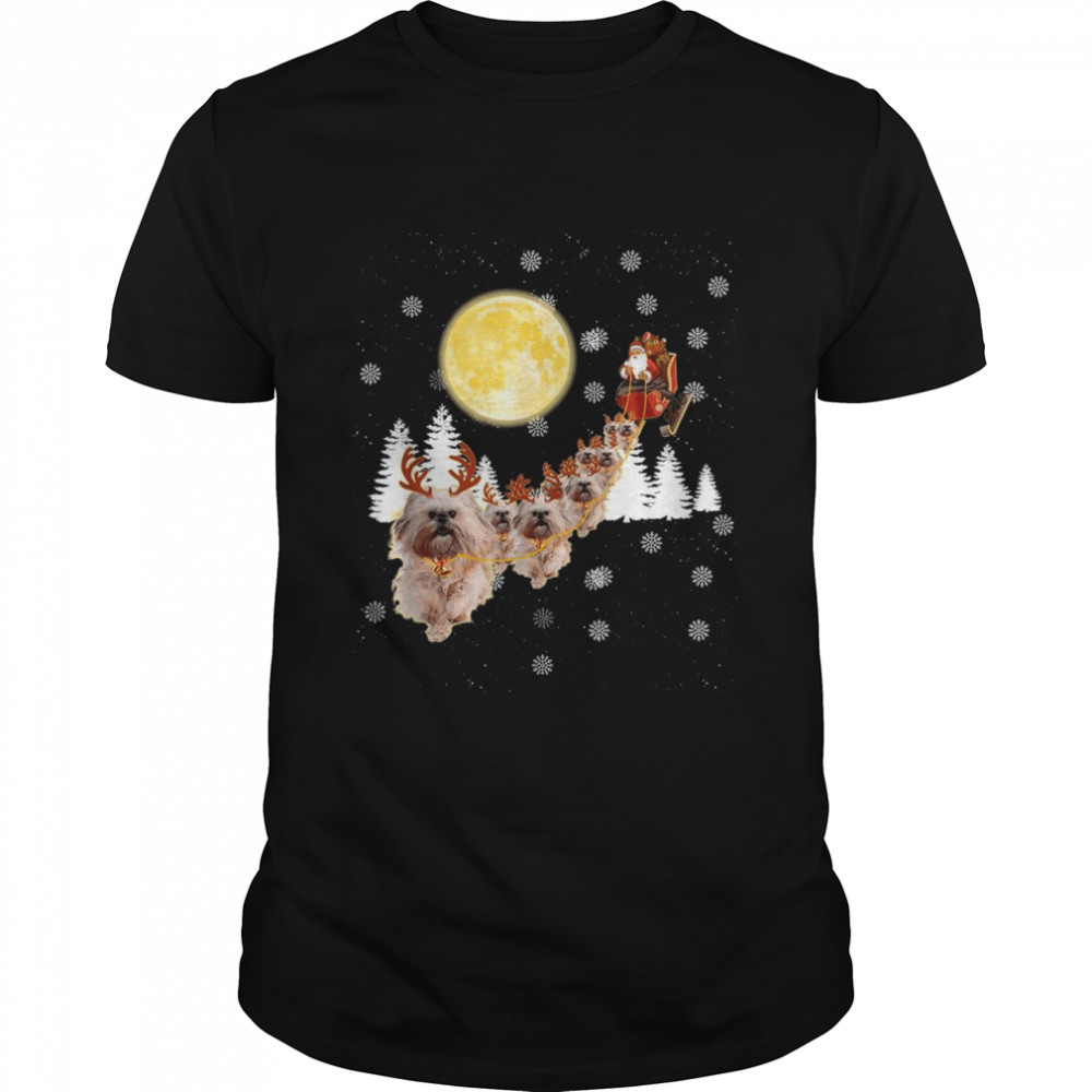 Shih Tzu Reindeer Christmas Santa Riding Dog Pajamas Shirt