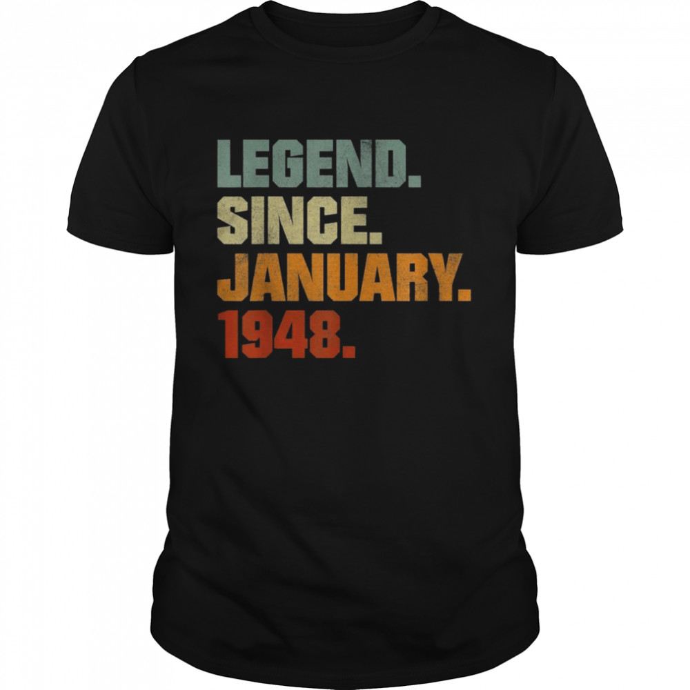 Vintage 74th Birthday Legend Since January 1948 Shirt