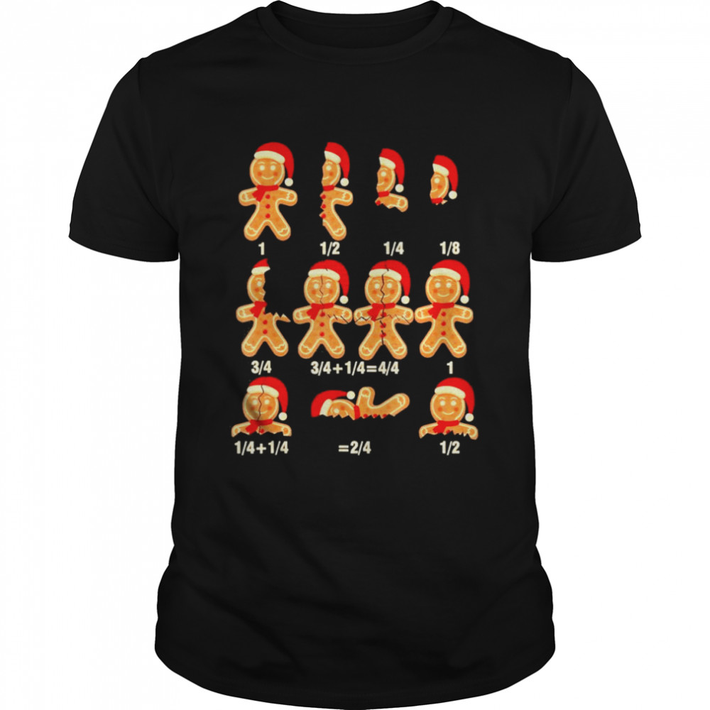 Christmas Math Teacher Equation Gingerbread With Santa Hat T-Shirt